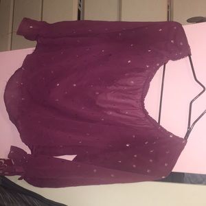 see through burgundy top
